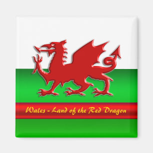 Wales - Home of the Red Dragon, metallic-effect Magnet