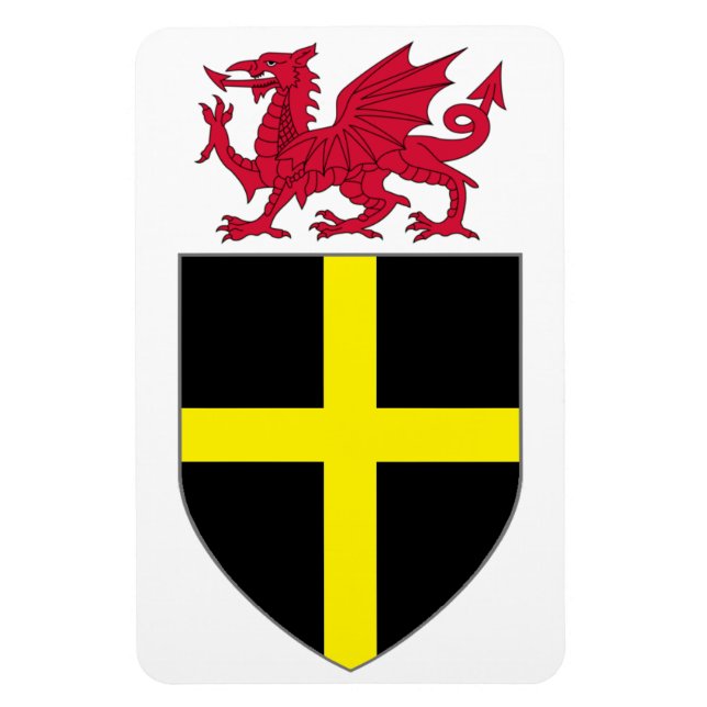 Wales Magnet - Dragon over St. David Shield (Vertical)