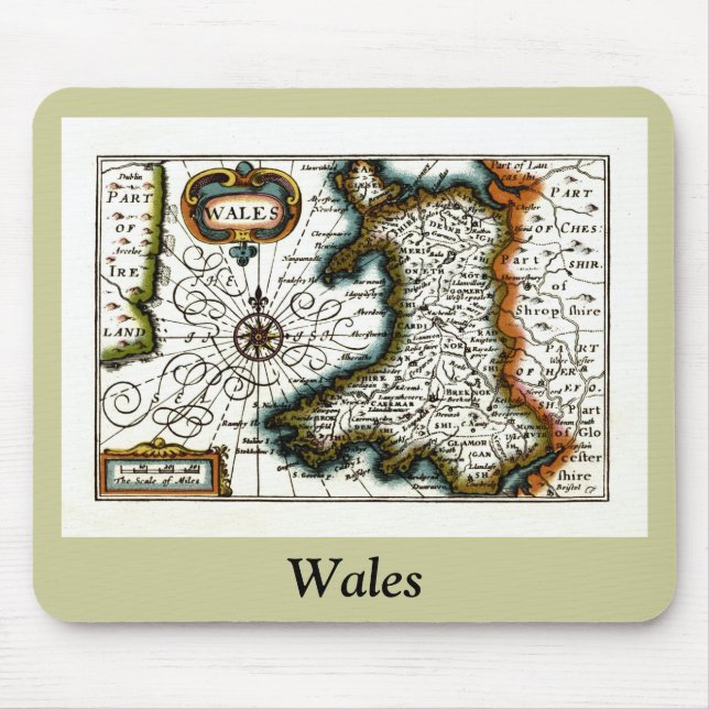 Wales Map and/or Flag Mouse Pad (Front)