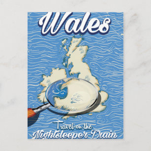 Wales Nightsleeper train British travel poster Postcard