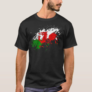 Wales Paint Splash Welsh Dragon St Davids Day Wale T-Shirt