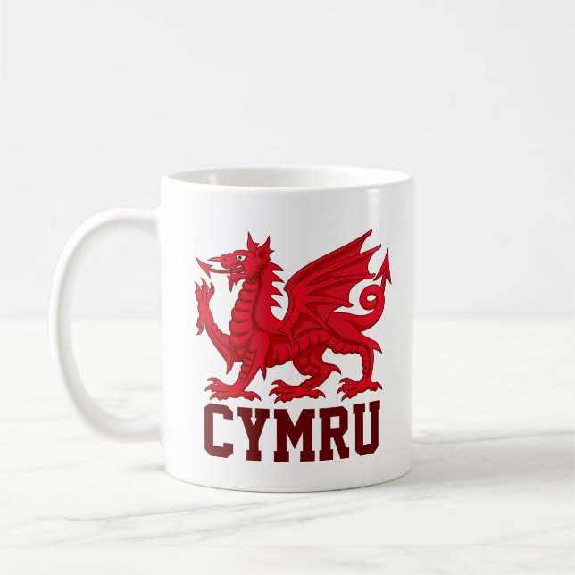 Wales Red Dragon (Y Ddraig Goch) Coffee Mug (Left)