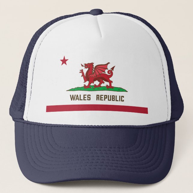 Wales Republic Dragon Flag Welsh Pride Trucker Hat (Front)