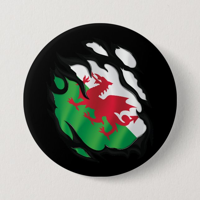 Wales Ripped Flag 7.5 Cm Round Badge (Front)