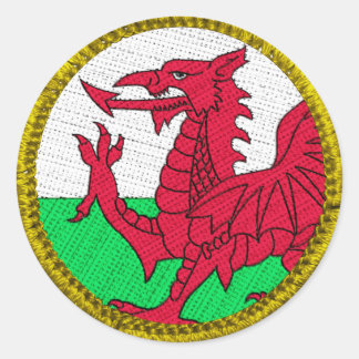 Wales Round Patch Gold  Classic Round Sticker