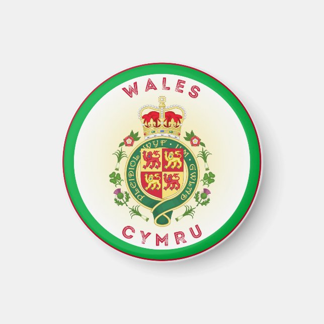 Wales Royal Badge Circle Shape  Magnet (Front)