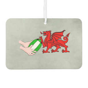 Wales Rugby Team  Dragon With Rugby Ball Car Air Freshener