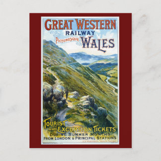 Wales UK, Railroad, Advertising Postcard