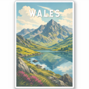 Wales United Kingdom Illustration Travel Art Retro