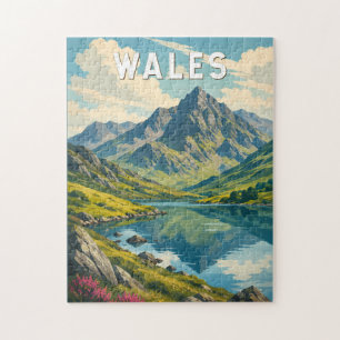 Wales United Kingdom Illustration Travel Art Retro Jigsaw Puzzle