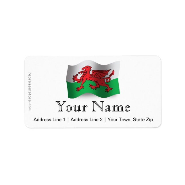 Wales Waving Flag Label (Front)
