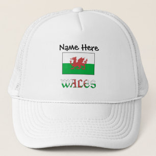Wales Welsh Flag Black Personalisation Trucker Hat