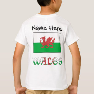 Wales Welsh Flag Personalised Name T-Shirt
