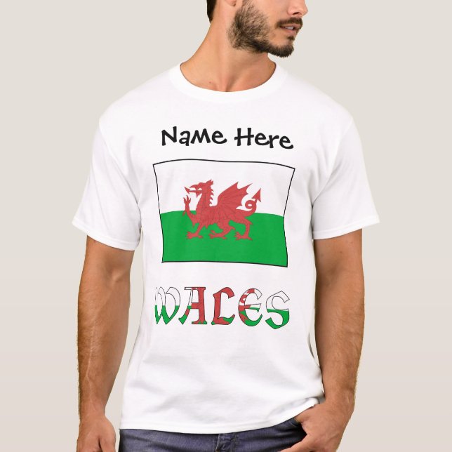 Wales Welsh Flag Personalised  T-Shirt (Front)