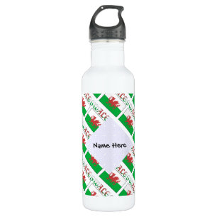 Wales Welsh Flag Tiled Personalised  710 Ml Water Bottle