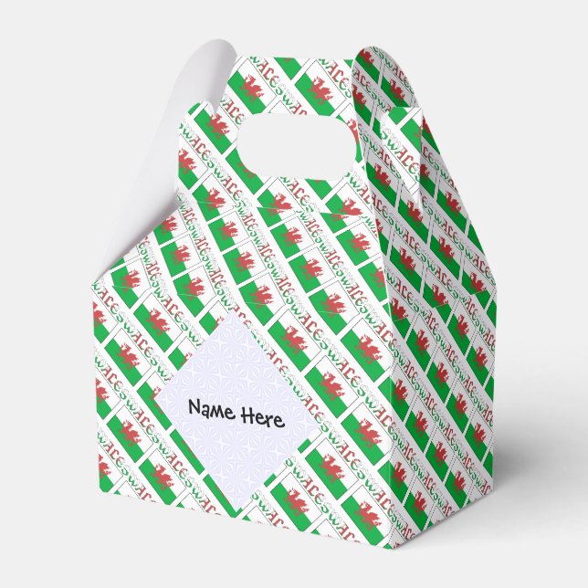Wales Welsh Flag Tiled Personalised  Favour Box (Front Side)