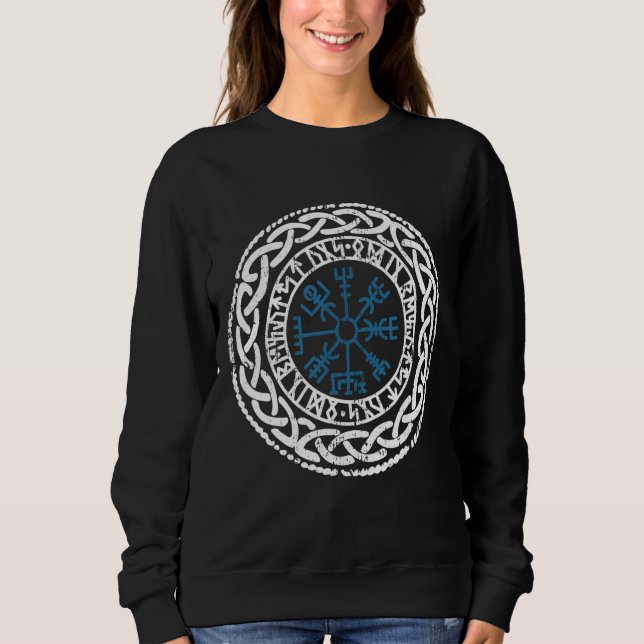 Walhalla Compass Vegvisir Viking Celts German Viki Sweatshirt (Front)