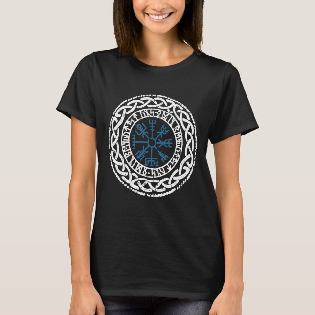Walhalla Compass Vegvisir Viking Celts German Viki T-Shirt (Front)