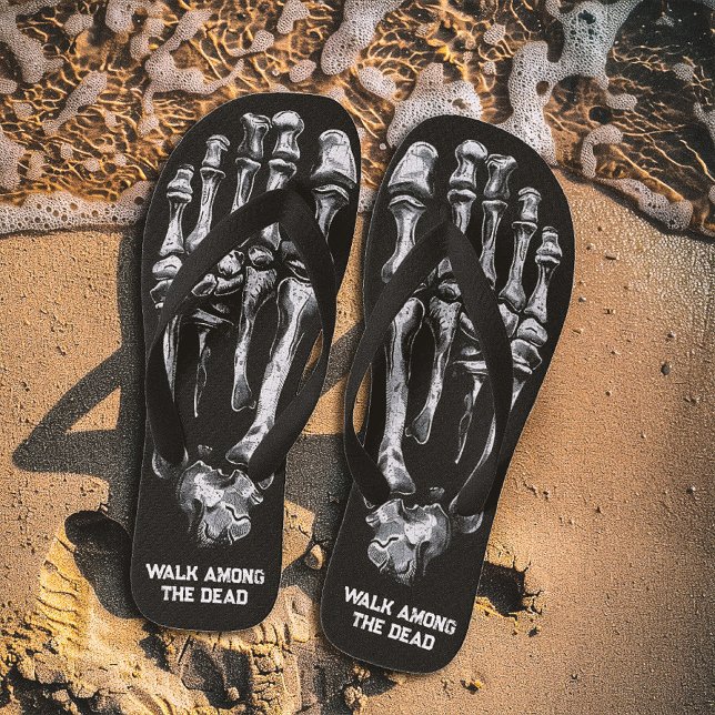 Walk Among the Dead Skeleton Bones Gothic Jandals (Creator Uploaded)