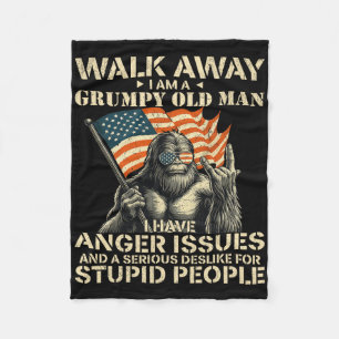 Walk Away I Am A Grumpy Old Man America Bigfoot Us Fleece Blanket