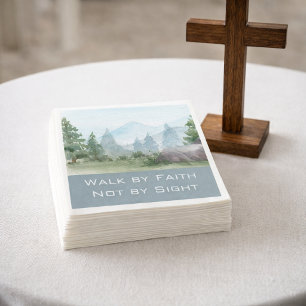 Walk By Faith Bible Quote WATERCOLOR Woodland Napkin