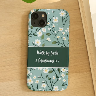 Walk by Faith Bible Verse Floral iPhone 13 Case