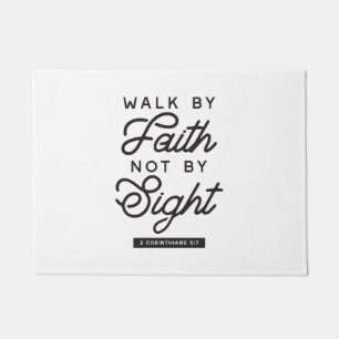 "Walk by Faith" Bible Verse Typography Design Doormat