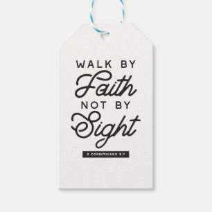 "Walk by Faith" Bible Verse Typography Design Gift Tags