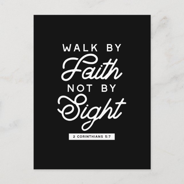 "Walk by Faith" Bible Verse Typography Design II Postcard (Front)