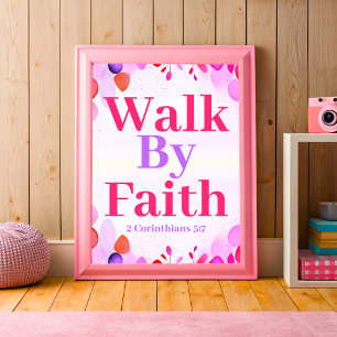 Walk By Faith Boho Christian Teen Girl Wall Art