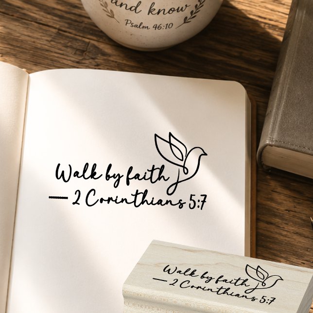 Walk by Faith Dove Scripture Minimalist Christian Rubber Stamp (Creator Uploaded)