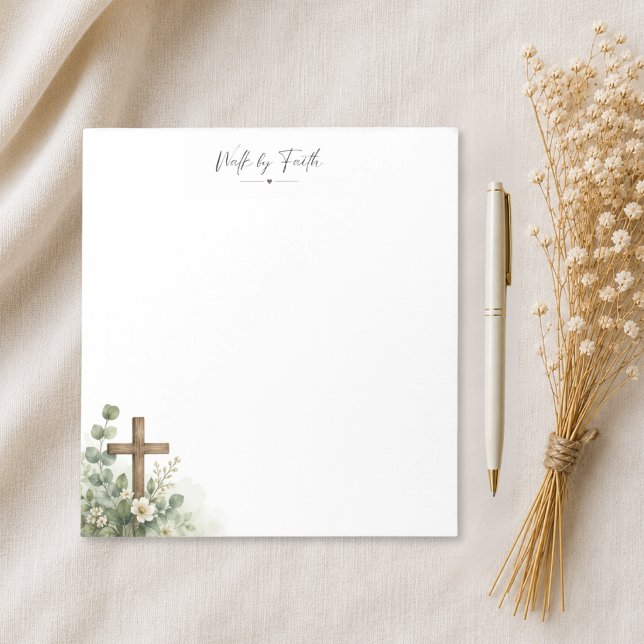 Walk by Faith Eucalyptus Cross Christian Notepad (Creator Uploaded)