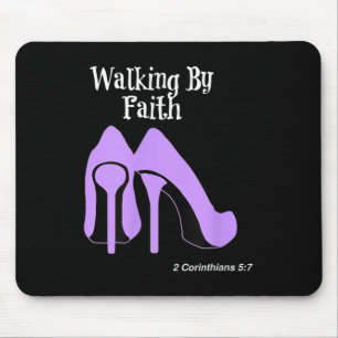 Walk By Faith Graphic Christian Design With Purple Mouse Pad