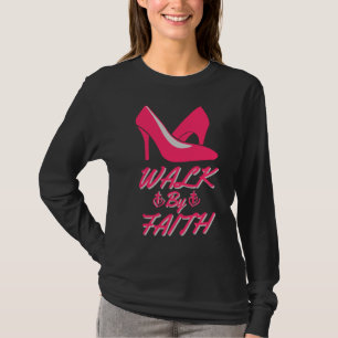 Walk By Faith Hot Pink Bible Women's Long Sleeve T-Shirt