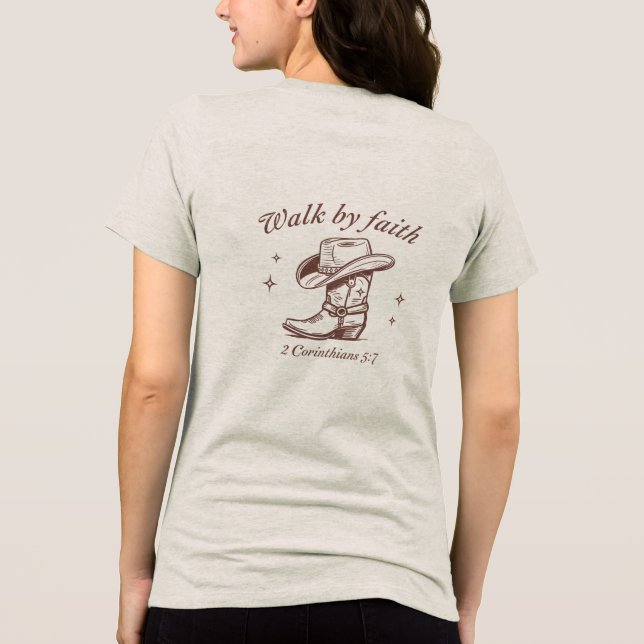 walk by faith Tri-Blend shirt (Back)