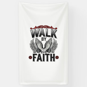 Walk By Faith Vintage Christian T-Shirt Design (2) Banner