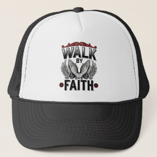 Walk By Faith Vintage Christian T-Shirt Design (2) Trucker Hat