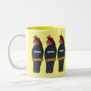 walk cockatoo bird cartoon illustration Two-Tone coffee mug
