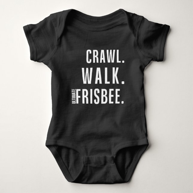 Walk Crawl Ultimate Frisbee - Throwing Frisbee Baby Bodysuit (Front)