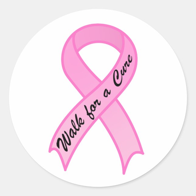 Walk for a Cure Pink Ribbon Sticker (Front)