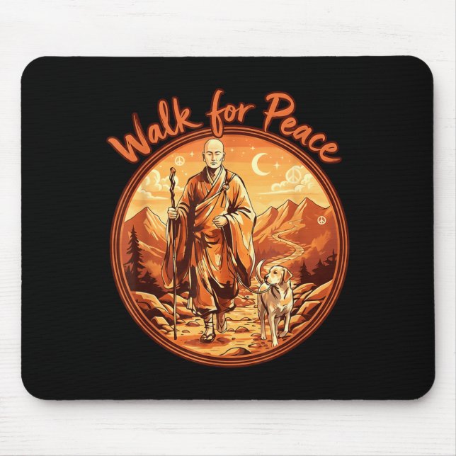 Walk for Peace Buddhist Monk and Labrador Mouse Pad (Front)
