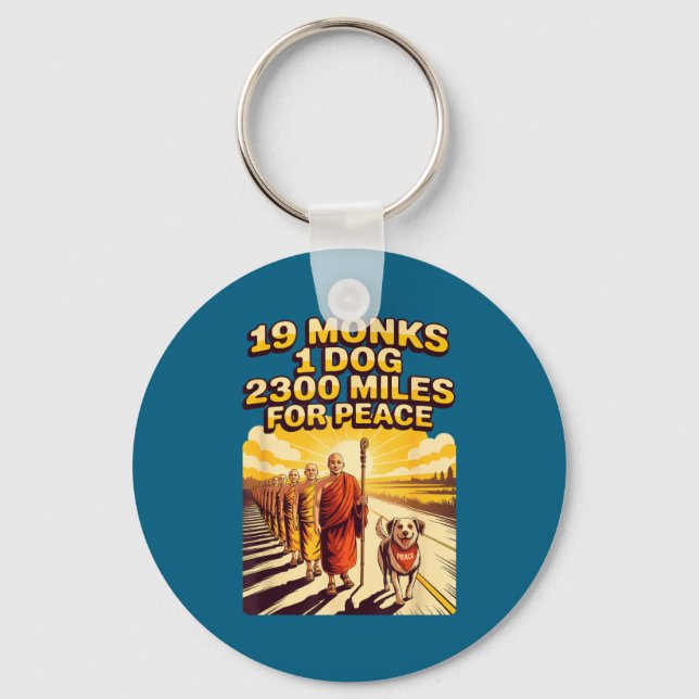 Walk For Peace Buddhist Monks Key Ring (Front)