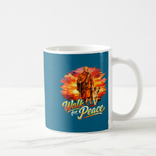 Walk for peace mindful monk spiritual art coffee mug