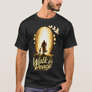 Walk for peace spiritual monk with dog and doves T-Shirt