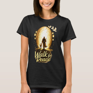 Walk for peace spiritual monk with dog and doves T-Shirt