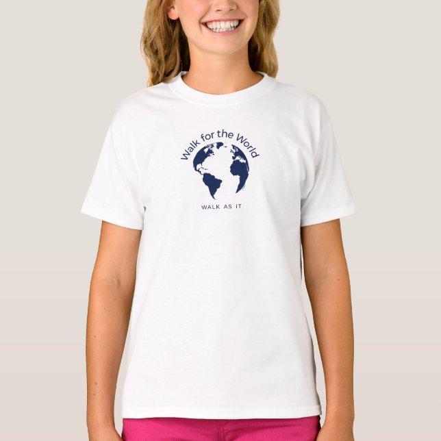 Walk For The World T-Shirt - Girls White  (Front)