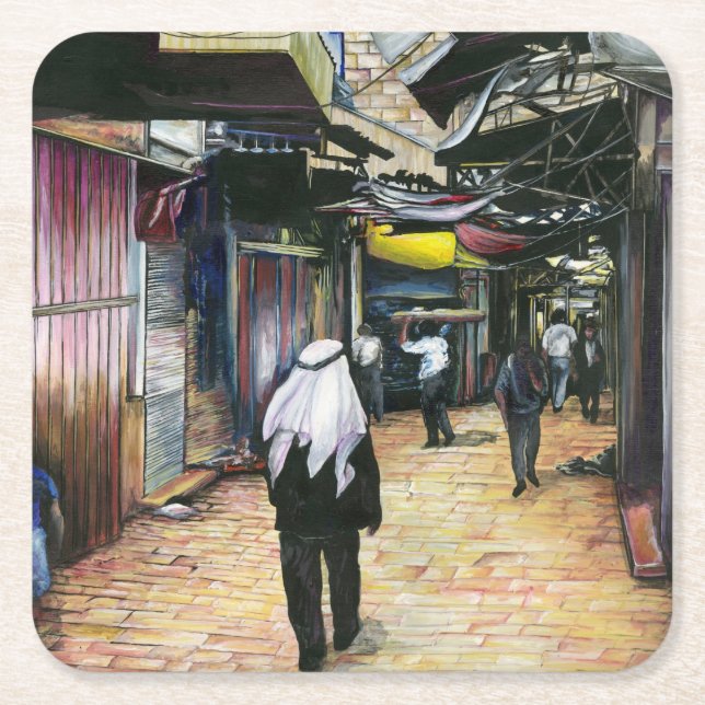 Walk Home through Antiquity, Old Jerusalem Square Paper Coaster (Front)