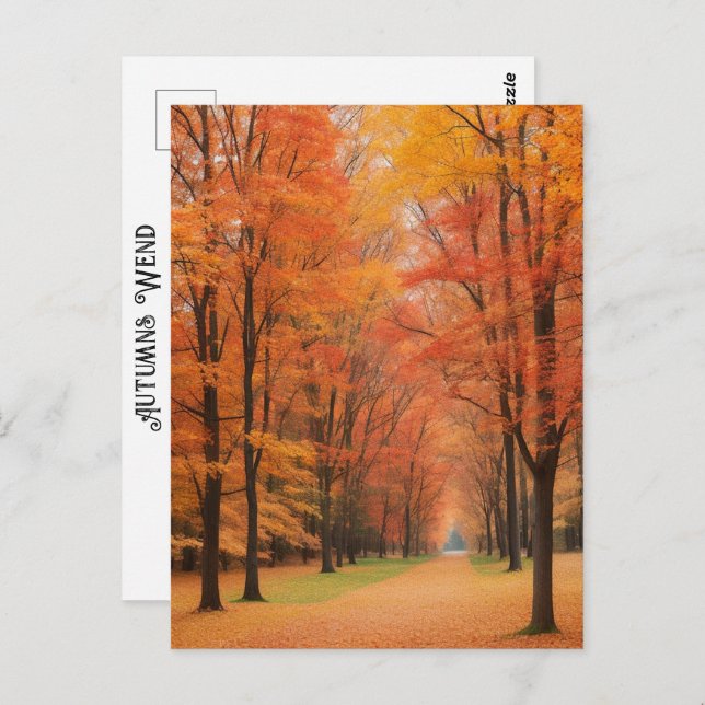 Walk In A Park Colourful Autumns Wend Timeless Art Postcard (Front/Back)