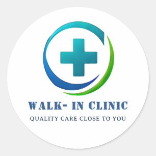 ➕ Walk In Clinic Logo For Family Medical Centre 💙 Classic Round Sticker