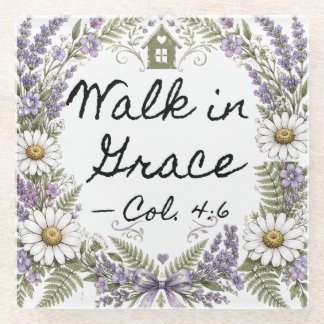 Walk in Grace Floral Christian Coaster